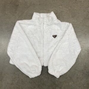 White Faux Fur Cropped Zip Jacket Women's XS/S